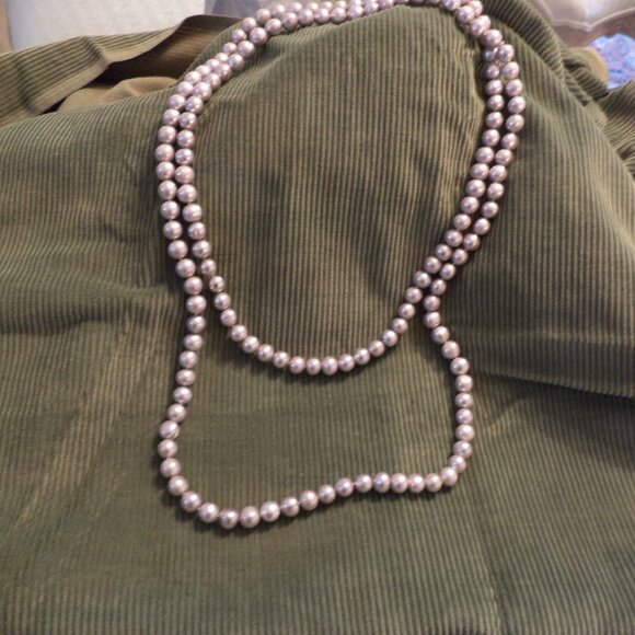 Faux Pearl Necklace - @29” Length - Silvery Grey - Beautiful - Picture 1 of 4
